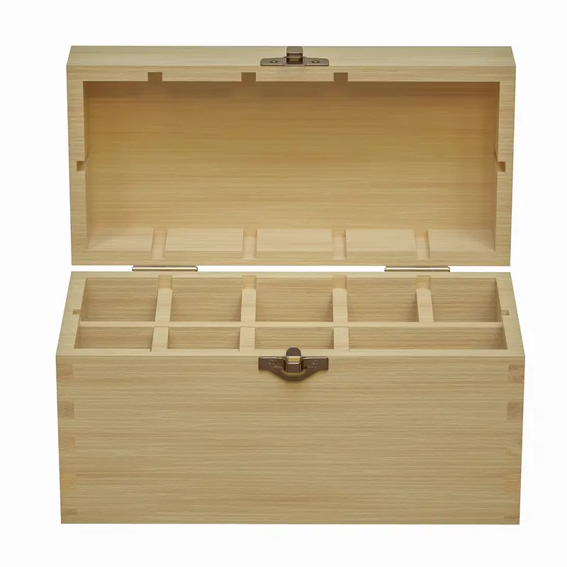 Handcrafted 9-Slot Bamboo Storage Box For Jewelry Testing Supplies & Acid Kits 1