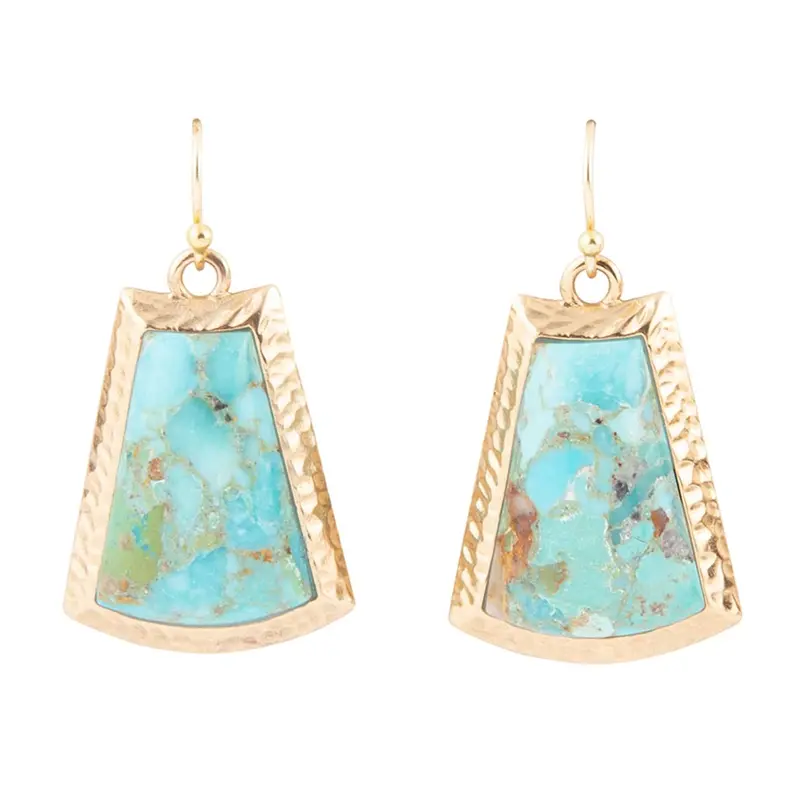 Jeweled Turquoise Statement Earrings With Gold Plating 1
