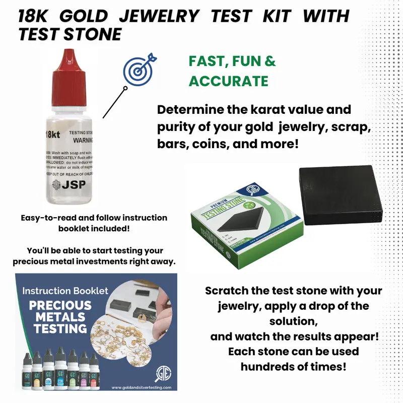 Jsp 18K Gold Testing Kit: Acid Solution + Scratch Stone For Reliable Jewelry Authentication 1