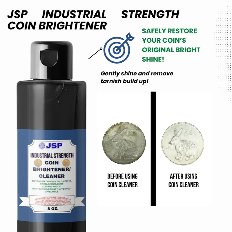 Jsp Industrial Coin Brightener – 8 Oz Heavy-Duty Cleaner For Gold, Silver, Copper, Nickel, Brass, Bronze & Platinum 1