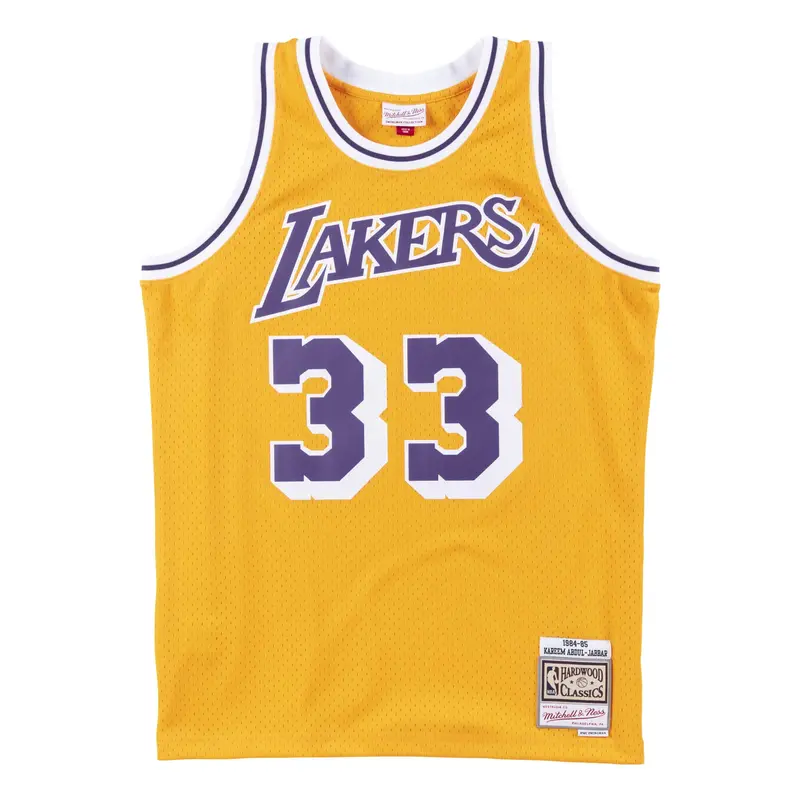 Kareem Abdul-Jabbar Iconic Lakers Gold Swingman Jersey – Mitchell & Ness Hardwood Classics 1