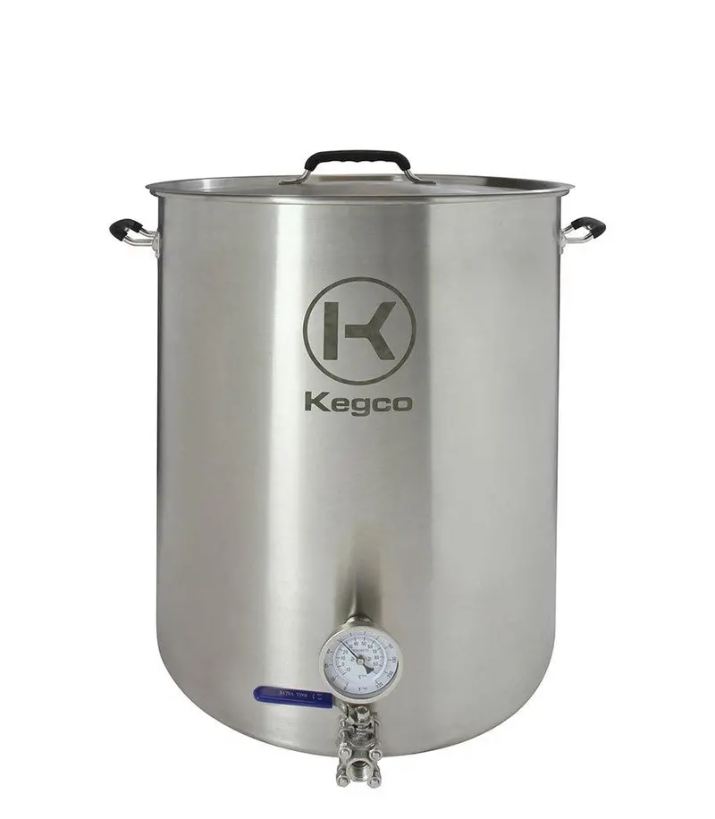 Kegco 30-Gallon Stainless Steel Brew Kettle – Equipped With Thermometer & 3-Piece Ball Valve 1