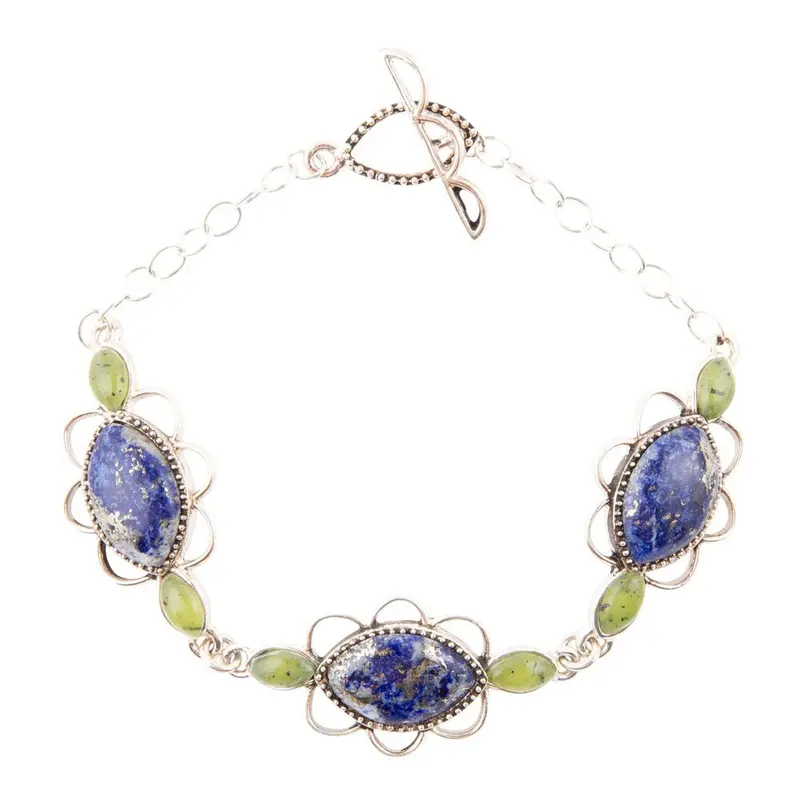 Lapis Lazuli And Jade Beaded Bracelet 1