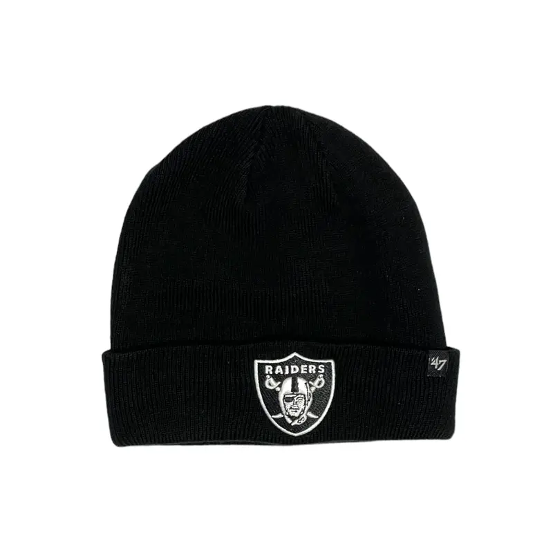 Las Vegas Raiders Knit Beanie – 47 Brand Raised Cuff In Black 1