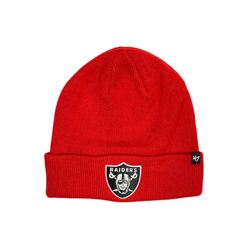 Las Vegas Raiders Knit Beanie – 47 Brand Raised Cuff In Bright Red 1