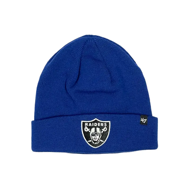 Las Vegas Raiders Knit Beanie – 47 Brand Raised Cuff In Royal Blue 1