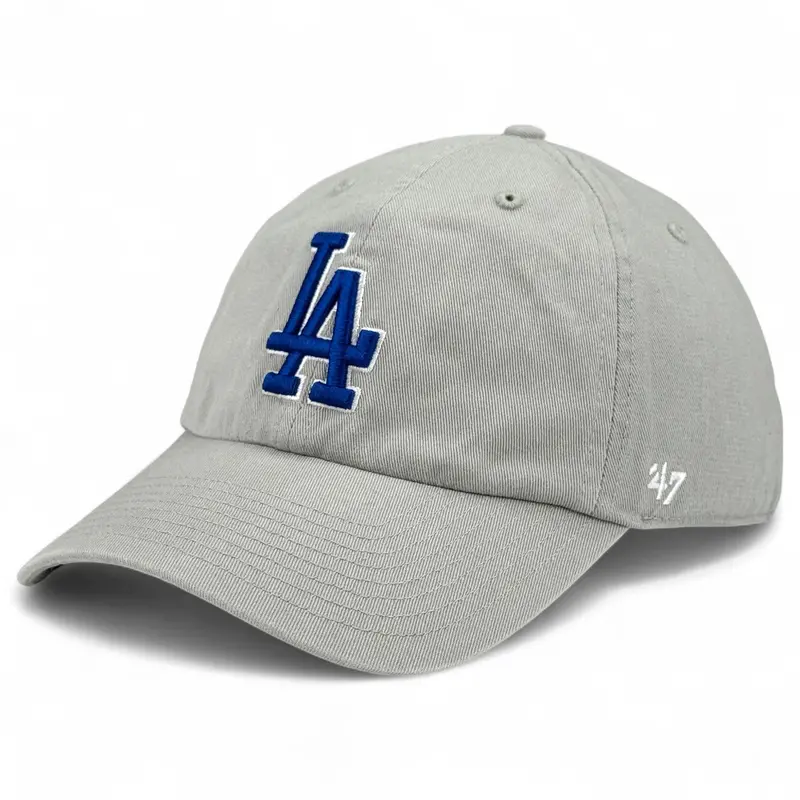 Los Angeles Dodgers 47 Clean Up Cap – Light Grey With Blue Accents 1