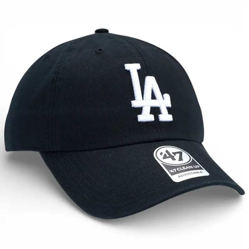 Los Angeles Dodgers 47 Clean Up Cap – Matte Black With White Logo 1