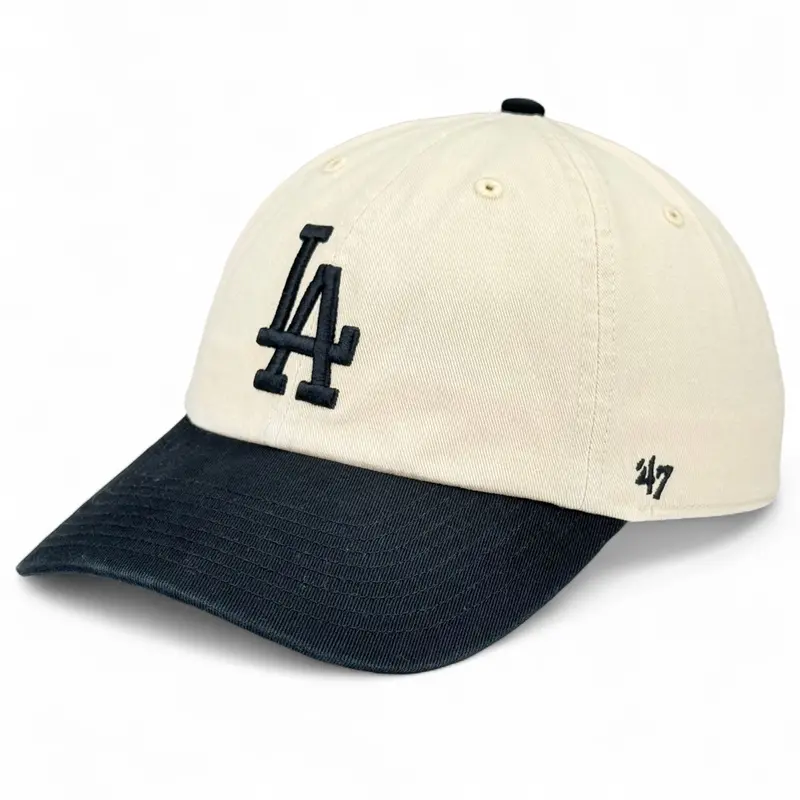 Los Angeles Dodgers 47 Clean Up Cap – Natural With Black Trim 1