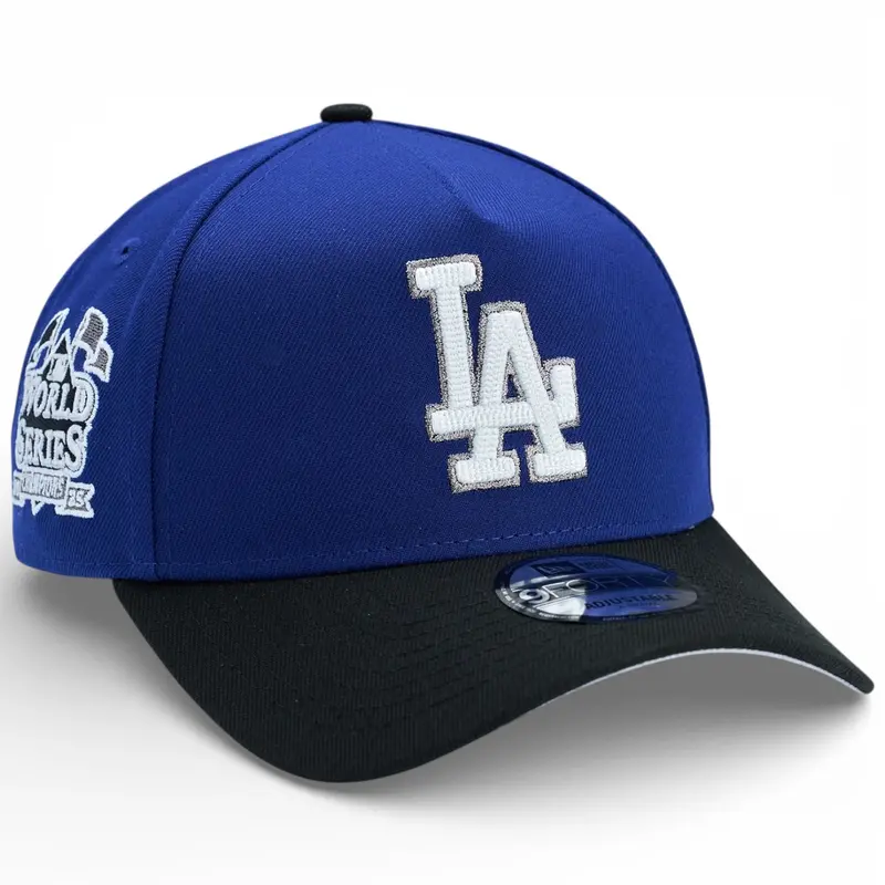 Los Angeles Dodgers Back 2 Back Double Banner 9Forty A-Frame Snapback – Dark Royal & Black 1