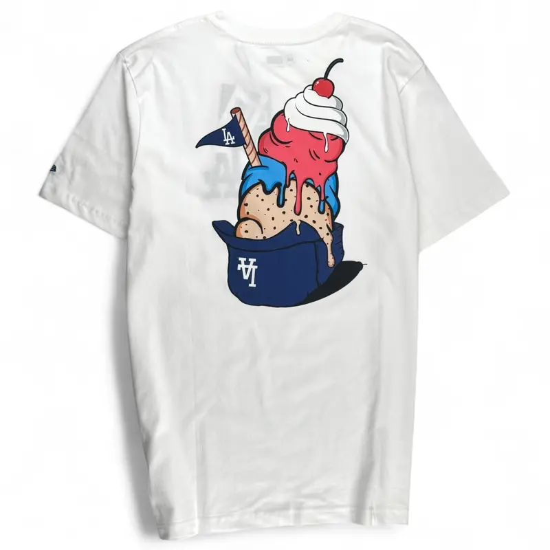 Los Angeles Dodgers Ice Cream Sundae White Graphic T-Shirt 1