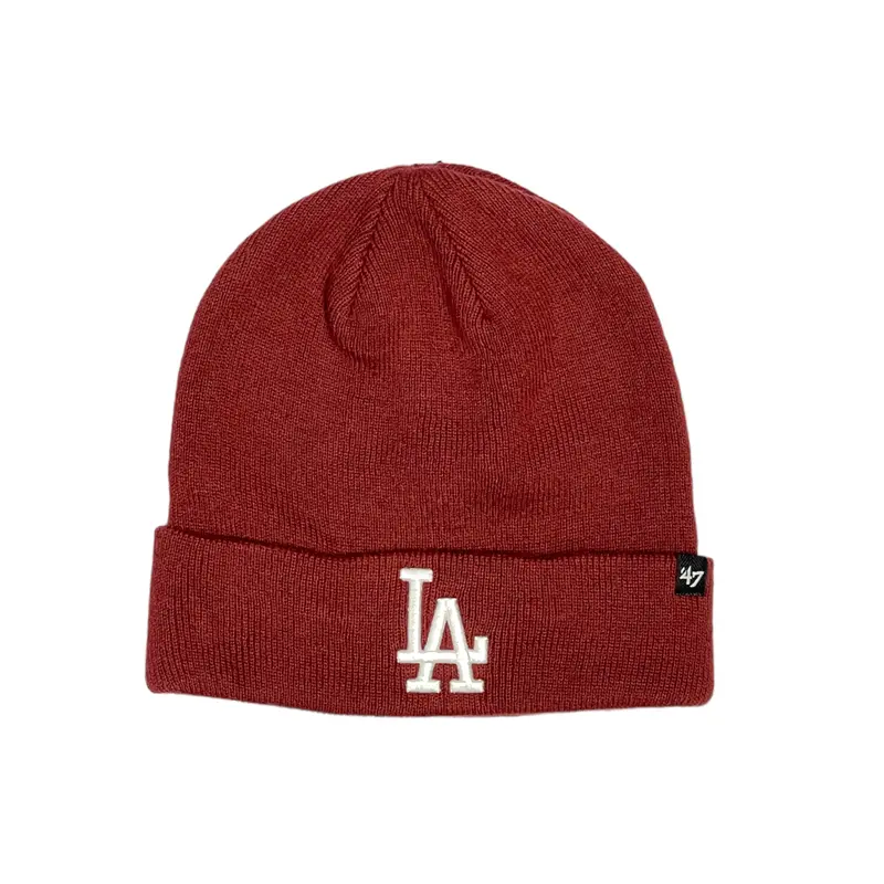 Los Angeles Dodgers Knit Beanie – 47 Brand Raised Cuff In Cardinal Red 1