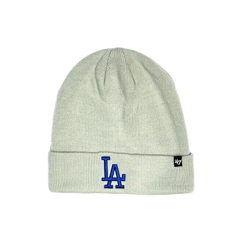 Los Angeles Dodgers Textured Knit Beanie – 47 Brand Raised Cuff In Grey 1