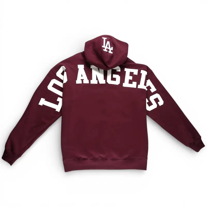 Los Angeles Dodgers Wingspan Drop Shoulder Fleece Hoodie – Burgundy 1