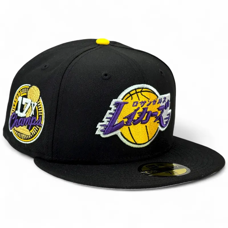 Los Angeles Lakers Katakana Script Black 59Fifty Fitted Hat 1