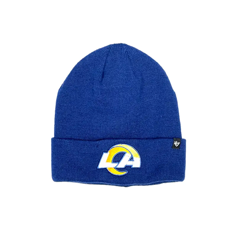 Los Angeles Rams Textured Knit Beanie – 47 Brand Raised Cuff In Royal 1