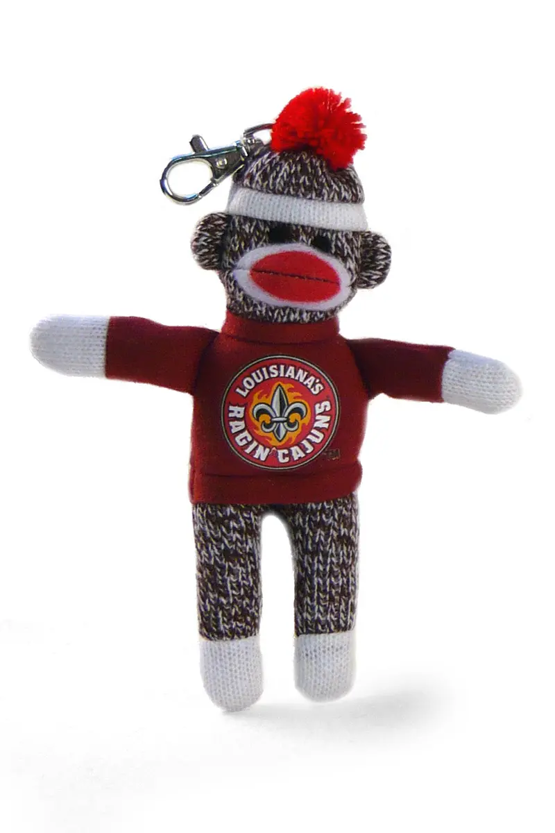 Louisiana Ragin’ Cajuns Sock Monkey Keychain – 4" Sun Belt University Charm 1
