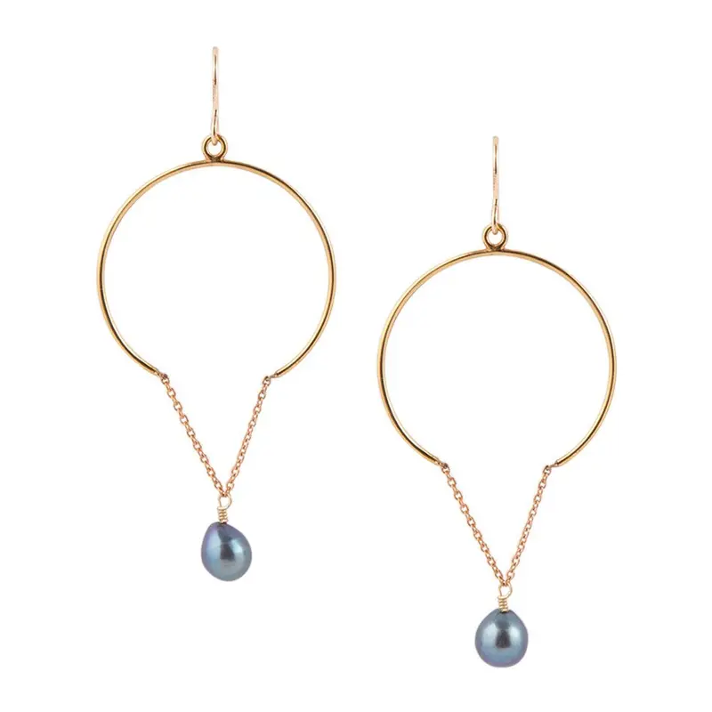 Lustrous Pearl Dangle Earrings On Bronze Chain Accents 1