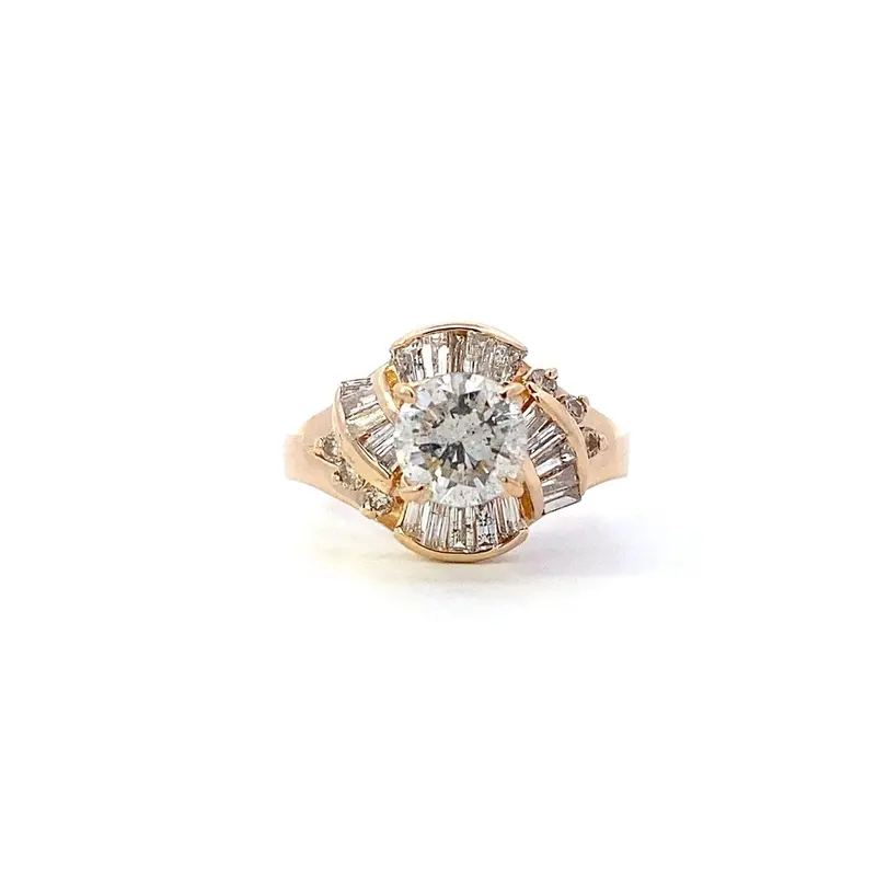 Luxury 18K Yellow Gold Diamond Ring For Women – 1.63 Carats Total Weight 1