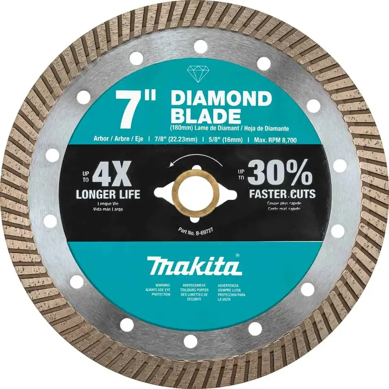 Makita 7-Inch Turbo Rim Diamond Blade — Compact Design For Angle Grinders, Ideal For Masonry & Concrete 1