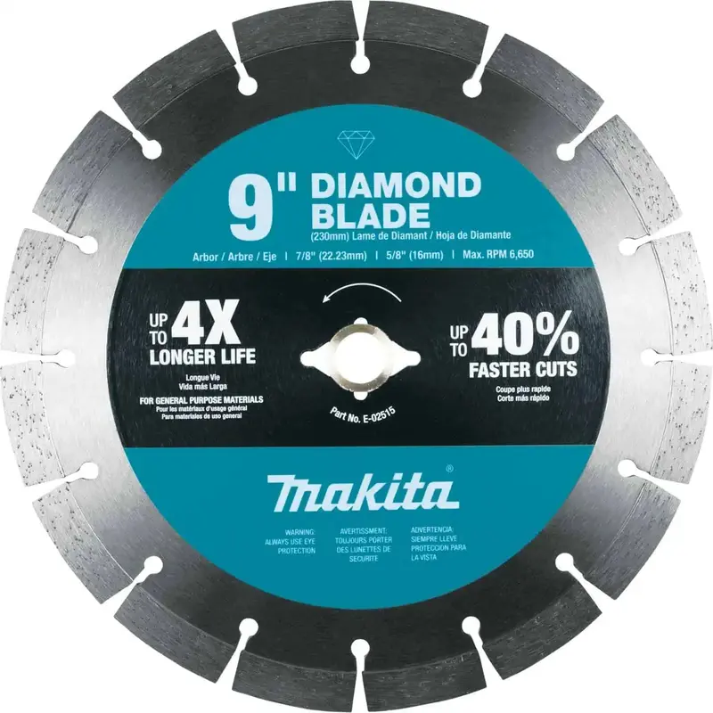 Makita 9-Inch Segmented Rim Diamond Blade — Heavy-Duty Cutting For Concrete And Block, Wet Or Dry Use 1
