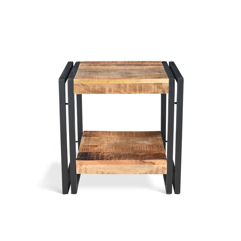 Mango Wood Side Table – Lightweight Natural Wood Nightstand 1