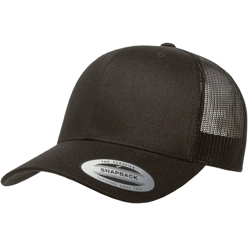 Matte Black 6-Panel Snapback Cap 1