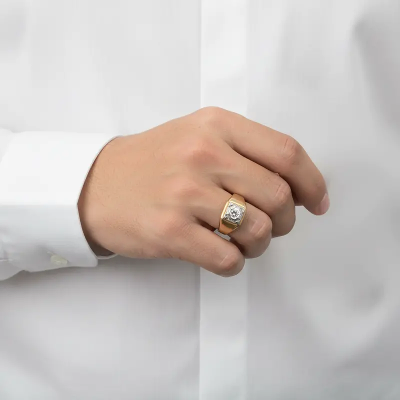 Men'S Diamond Ring In 14K Yellow Gold – 0.32 Carat Total Weight 1