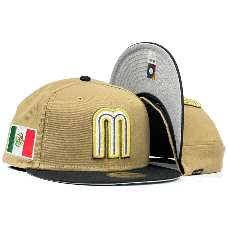 Mexico Wbc Khaki And Black New Era 59Fifty Fitted Baseball Hat 1