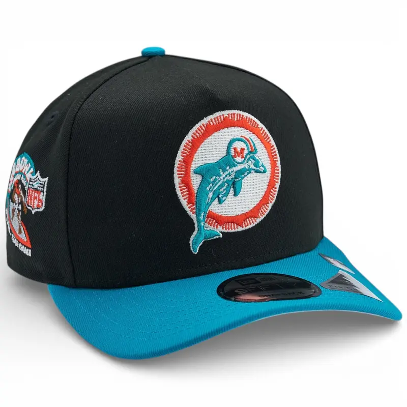 Miami Dolphins Black-And-Blue Fanatic A-Frame Snapback – New Era 9Fifty 1