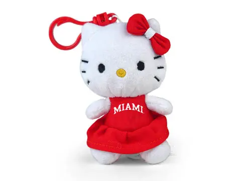 Miami University (Ohio) Hello Kitty Keychain – 4" Redhawk Spirit Charm 1