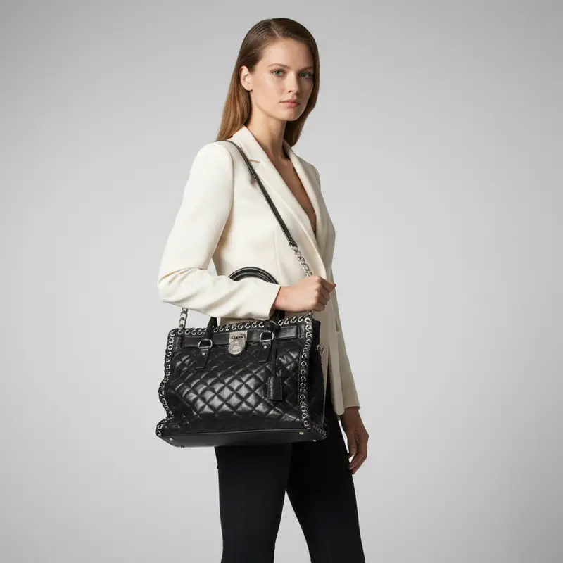 Michael Kors Large Hippie Grommet Hamilton Satchel In Black 1