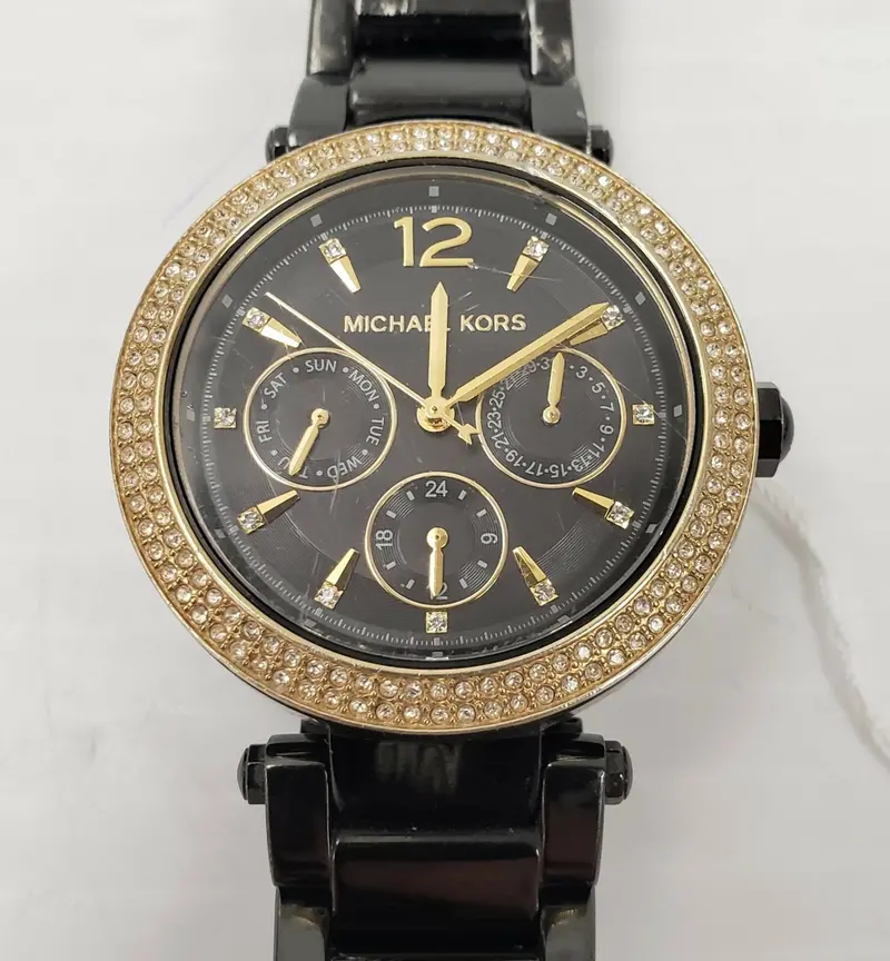 Michael Kors Mk6390 Chronograph Watch – Stainless Steel & Leather 1