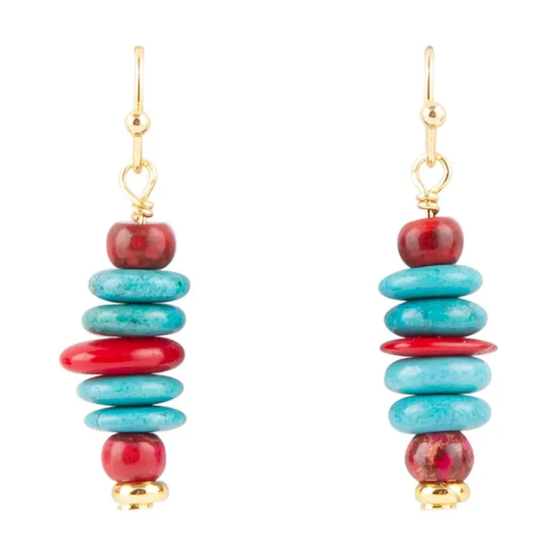 Mija Turquoise And Magenta Stackable Earrings 1