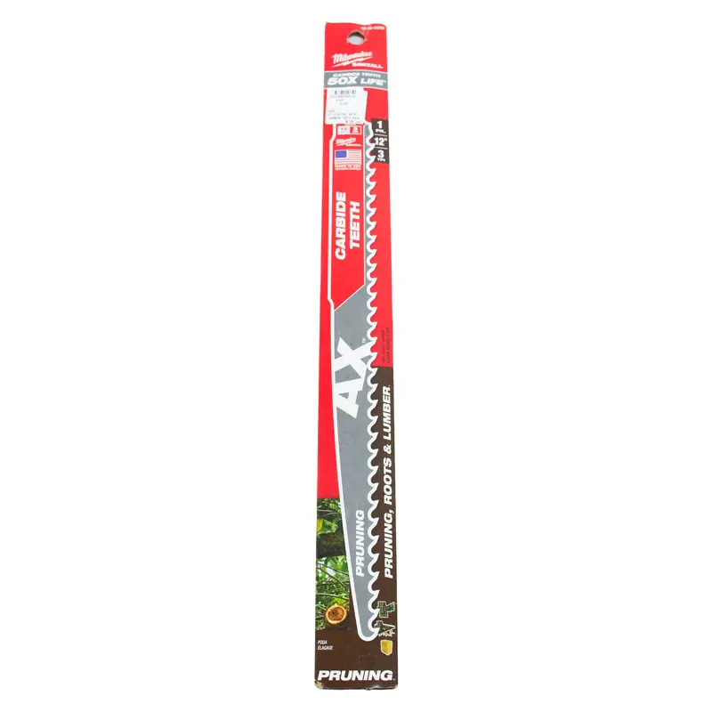 Milwaukee 12-Inch Pruning Sawzall Blade – Carbide-Tipped, 3 Tpi "The Ax" 1