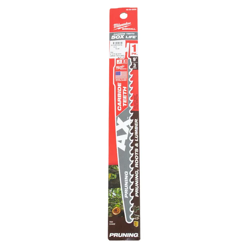Milwaukee 9-Inch Carbide Pruning Sawzall Blade – 3 Tpi "The Ax" 1