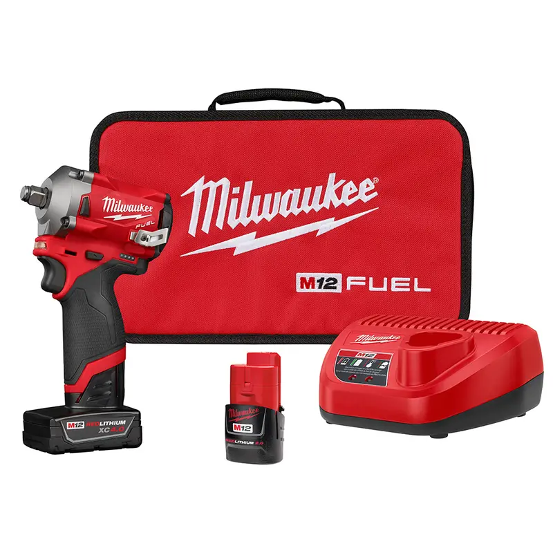 Milwaukee M12 Fuel 1/2" Stubby Impact Wrench Kit 1
