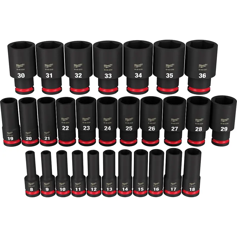 Milwaukee Shockwave 1/2" Drive Metric Deep 6-Point Impact Socket Set (29-Piece) 1