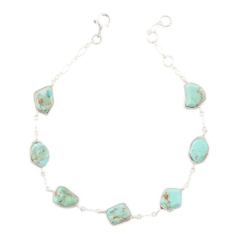 Minimalist Turquoise Line Bracelet In Polished Sterling Silver 1