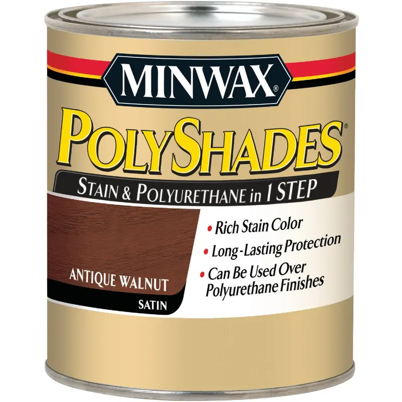 Minwax Polyshades Antique Walnut – 1-Quart Satin Finish, Stain + Polyurethane In One Step 1