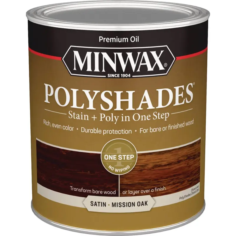 Minwax Polyshades Satin Finish Stain & Polyurethane Combo – 1 Qt, Mission Oak 1