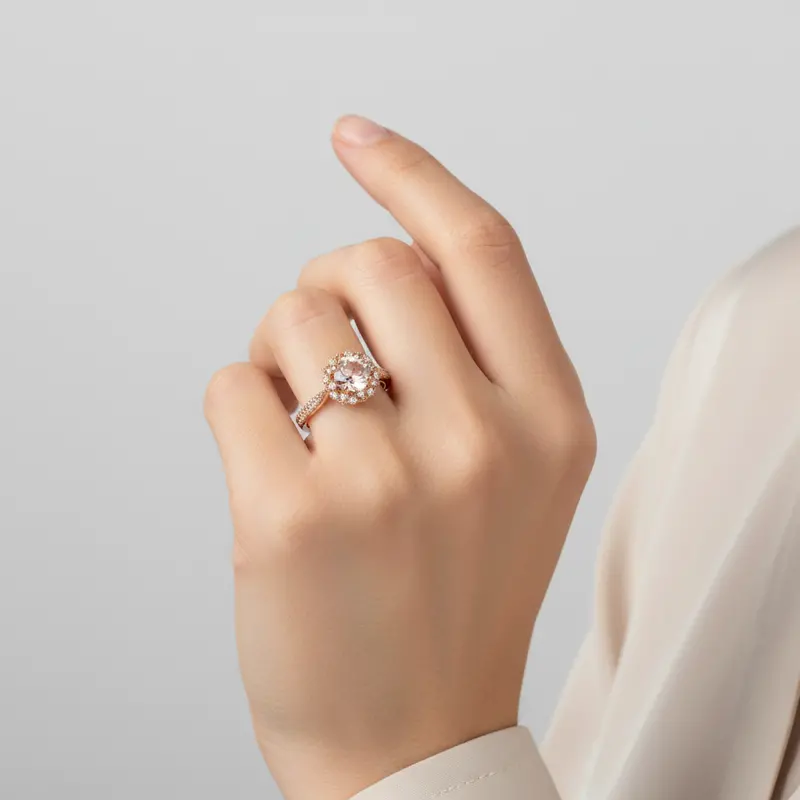 Morganite And Diamond Accent Ring In 14K Rose Gold 1
