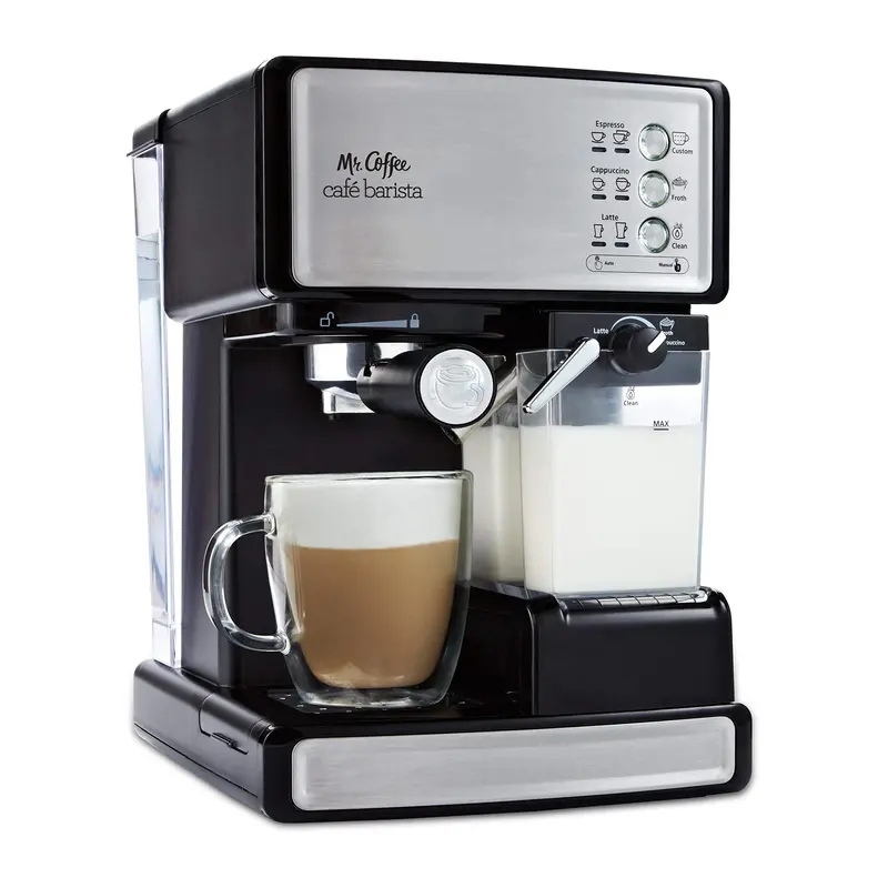 Mr. Coffee Cafe Barista Espresso Machine – Renewed Silver Cappuccino & Latte Maker 1