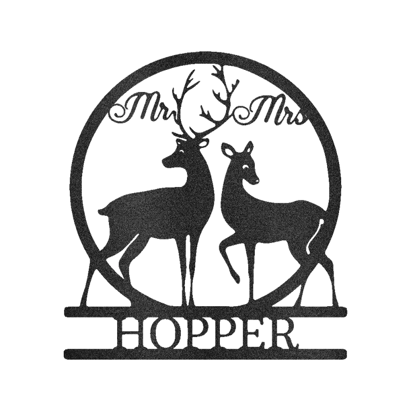 Mr. & Mrs. Deer Metal Sign – Romantic Couple Home Decor 1