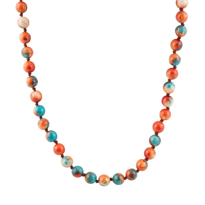 Multicolored Ocean Jade Wrap Necklace In Gold Tone 1
