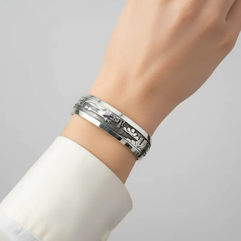 Native American Storyteller Cuff Bracelet In Sterling Silver 1