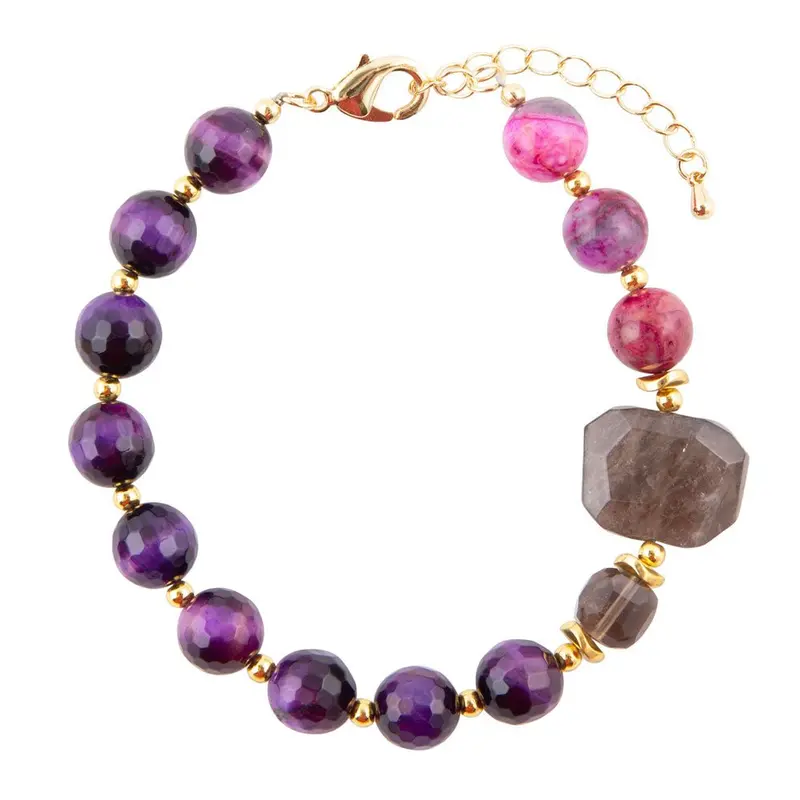 Neims Collection Smoky Quartz Beaded Stretch Bracelet 1