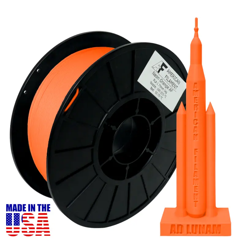 Neon Orange Af Pla+ Filament – 1.75 Mm, Usa-Made, High-Performance 3D Printing Material 1
