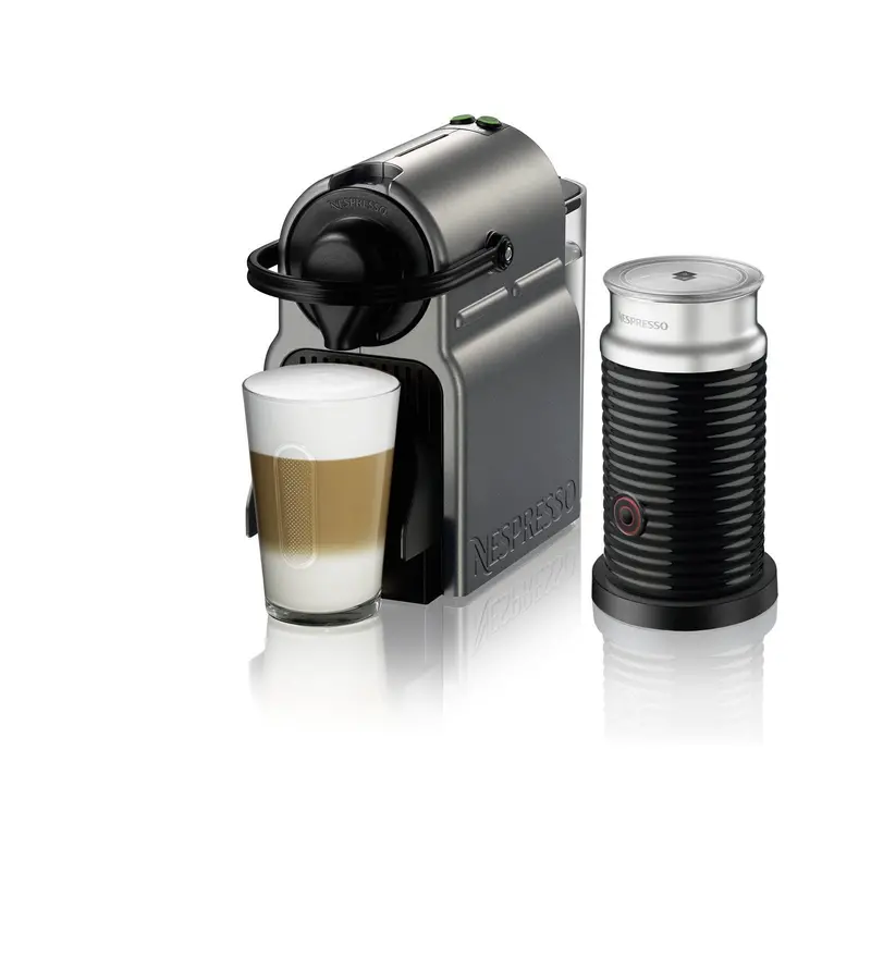 Nespresso Inissia Espresso Machine With Aeroccino Milk Frother – Titan Finish Bundle 1