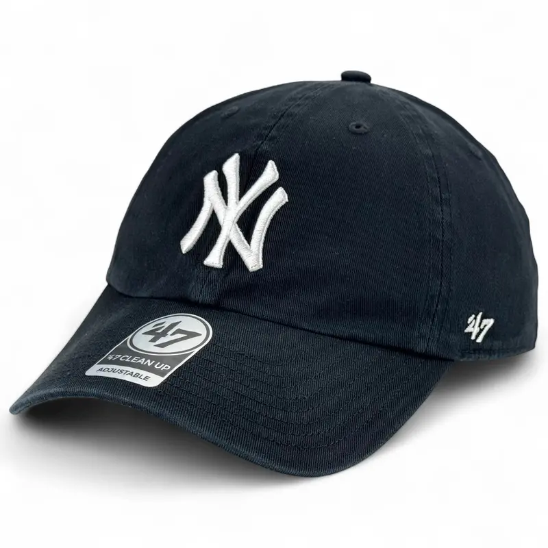 New York Yankees White-On-Washed Black Clean Up Cap By 47 Brand 1